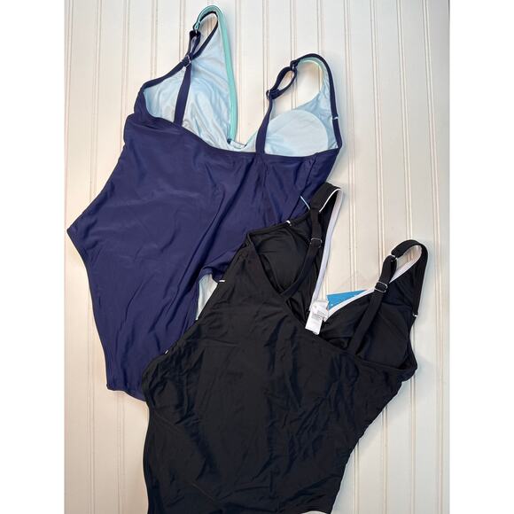 NWT Cupshe Monochrome Plunging One Piece Swimsuit Beach Surf Paddle BUNDLE Sz L - Picture 4 of 8